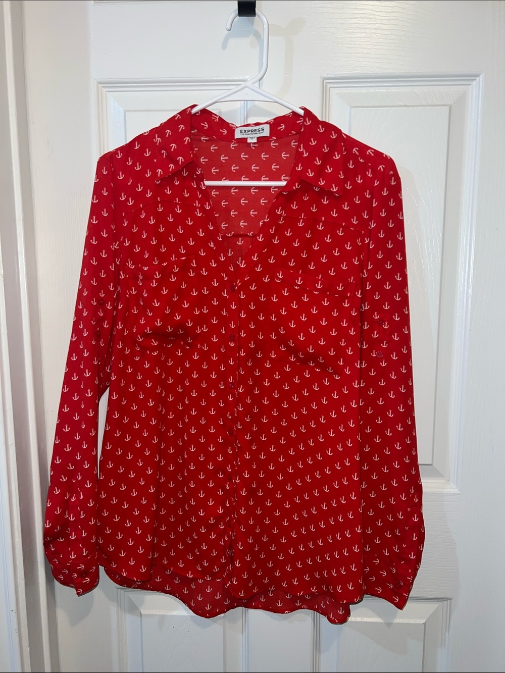 Express Red Anchor-Print Button-Down Shirt